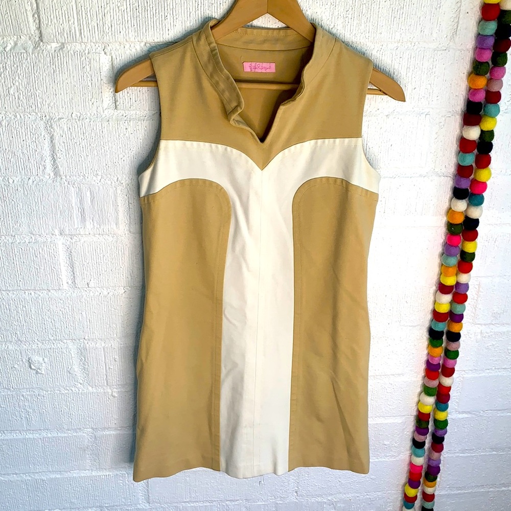 Lilly Pulitzer Beige and Cream Sleeveless Mini Dress